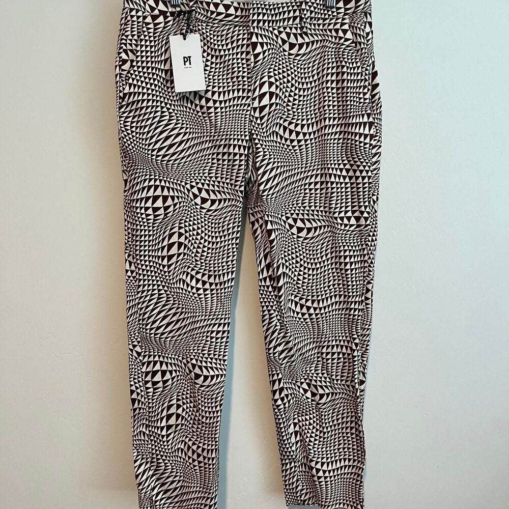 NWT PT Torino geometric print cropped trousers Size Italian 42 (us size 6)